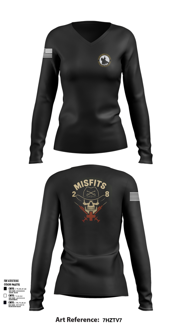 Womens Long Sleeve Vneck Shirt, 2-8 Cav, HHC, Medic Platoon, , Teamtime, Team time, sublimation, custom sports apparel, team uniforms, spirit wear, spiritwear, sports uniforms, custom shirts, team store, custom team store, fundraiser sports, apparel fundraiser