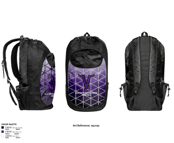 Gear Bag, Niles North Athletics Vikings Basketball, Men's Basketball, Teamtime, Team time, sublimation, custom sports apparel, team uniforms, spirit wear, spiritwear, sports uniforms, custom shirts, team store, custom team store, fundraiser sports, apparel fundraiser