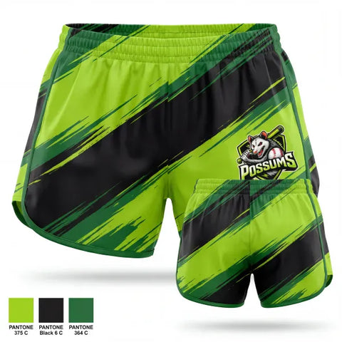 Womens Shorts, Possums, Baseball, Teamtime, Team time, sublimation, custom sports apparel, team uniforms, spirit wear, spiritwear, sports uniforms, custom shirts, team store, custom team store, fundraiser sports, apparel fundraiser