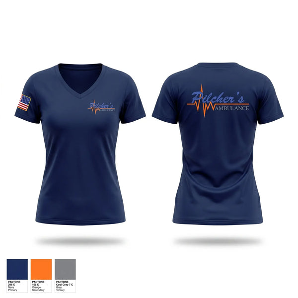 Womens Short Sleeve Vneck Shirt, Pilchers Ambulance Service, EMS/EMT, Teamtime, Team time, sublimation, custom sports apparel, team uniforms, spirit wear, spiritwear, sports uniforms, custom shirts, team store, custom team store, fundraiser sports, apparel fundraiser