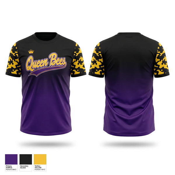 Soft Poly Tee Cotton Like Feel, Queen Bees, Softball, Teamtime, Team time, sublimation, custom sports apparel, team uniforms, spirit wear, spiritwear, sports uniforms, custom shirts, team store, custom team store, fundraiser sports, apparel fundraiser