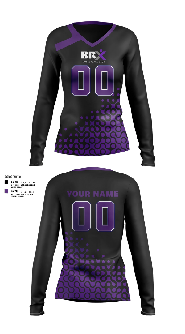 Womens Long Sleeve Vneck Shirt, BRX, Women's Volleyball, Teamtime, Team time, sublimation, custom sports apparel, team uniforms, spirit wear, spiritwear, sports uniforms, custom shirts, team store, custom team store, fundraiser sports, apparel fundraiser