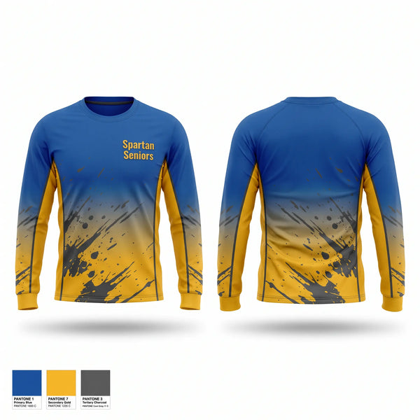 Long Sleeve Performance Shirt, Spartan Seniors, Cross Country, Teamtime, Team time, sublimation, custom sports apparel, team uniforms, spirit wear, spiritwear, sports uniforms, custom shirts, team store, custom team store, fundraiser sports, apparel fundraiser