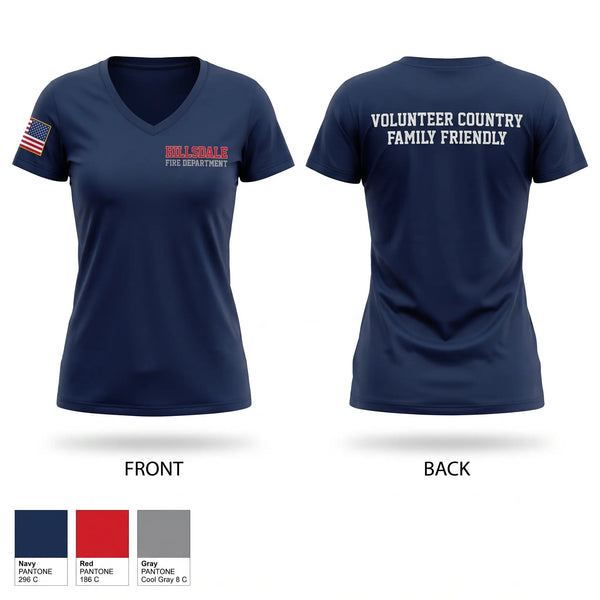Womens Short Sleeve Vneck Shirt, Hillsdale fire department, Fire Department, Teamtime, Team time, sublimation, custom sports apparel, team uniforms, spirit wear, spiritwear, sports uniforms, custom shirts, team store, custom team store, fundraiser sports, apparel fundraiser