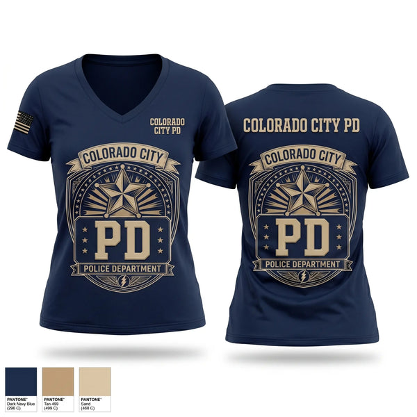 Womens Short Sleeve Vneck Shirt, Colorado City PD, Police, Teamtime, Team time, sublimation, custom sports apparel, team uniforms, spirit wear, spiritwear, sports uniforms, custom shirts, team store, custom team store, fundraiser sports, apparel fundraiser