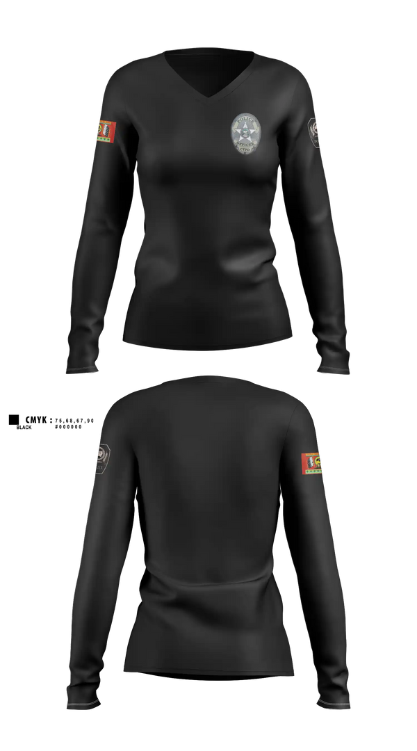 Womens Long Sleeve Vneck Shirt, Colville Tribal Police, Police, Teamtime, Team time, sublimation, custom sports apparel, team uniforms, spirit wear, spiritwear, sports uniforms, custom shirts, team store, custom team store, fundraiser sports, apparel fundraiser