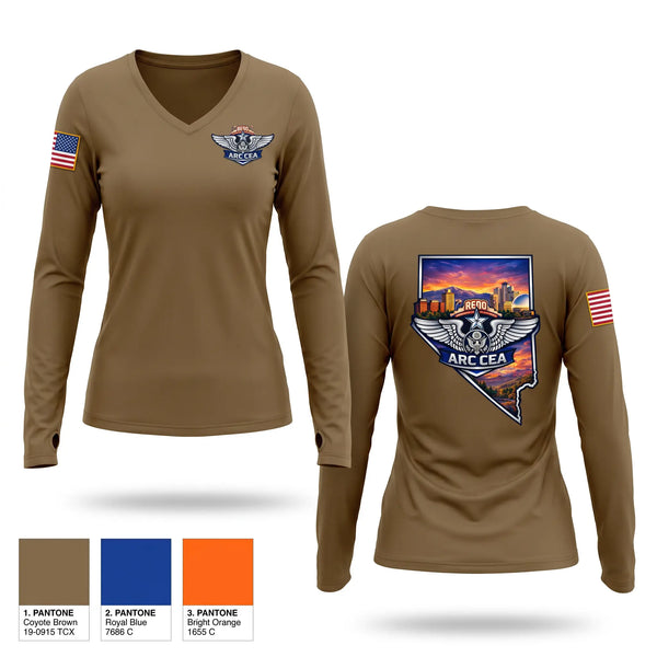Womens Long Sleeve Vneck Shirt, Angrc, Air Force, Teamtime, Team time, sublimation, custom sports apparel, team uniforms, spirit wear, spiritwear, sports uniforms, custom shirts, team store, custom team store, fundraiser sports, apparel fundraiser