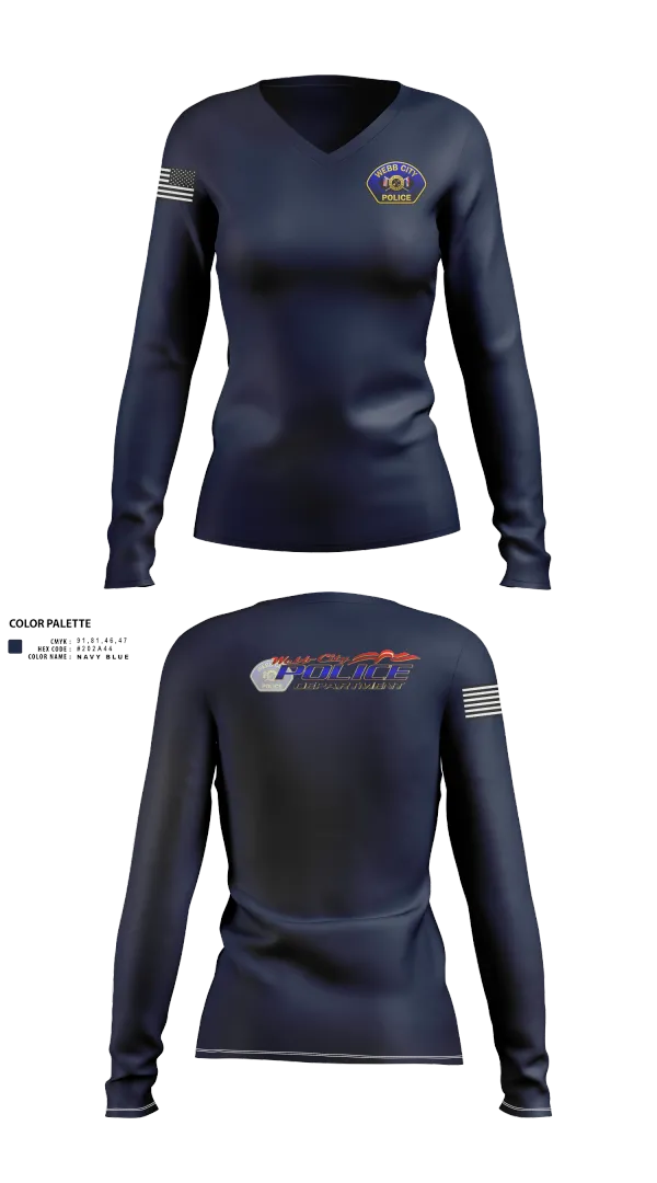 Womens Long Sleeve Vneck Shirt, Webb City Police Department, Police, Teamtime, Team time, sublimation, custom sports apparel, team uniforms, spirit wear, spiritwear, sports uniforms, custom shirts, team store, custom team store, fundraiser sports, apparel fundraiser