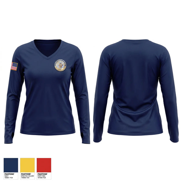 Womens Long Sleeve Vneck Shirt, BUREAU OF INDIAN AFFAIRS, Police, Teamtime, Team time, sublimation, custom sports apparel, team uniforms, spirit wear, spiritwear, sports uniforms, custom shirts, team store, custom team store, fundraiser sports, apparel fundraiser