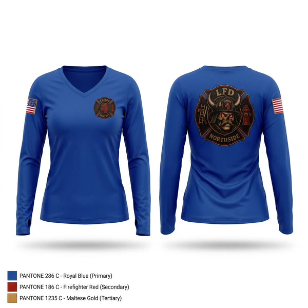 Womens Long Sleeve Vneck Shirt, Scott Fire/Rescue, Fire Department, Teamtime, Team time, sublimation, custom sports apparel, team uniforms, spirit wear, spiritwear, sports uniforms, custom shirts, team store, custom team store, fundraiser sports, apparel fundraiser