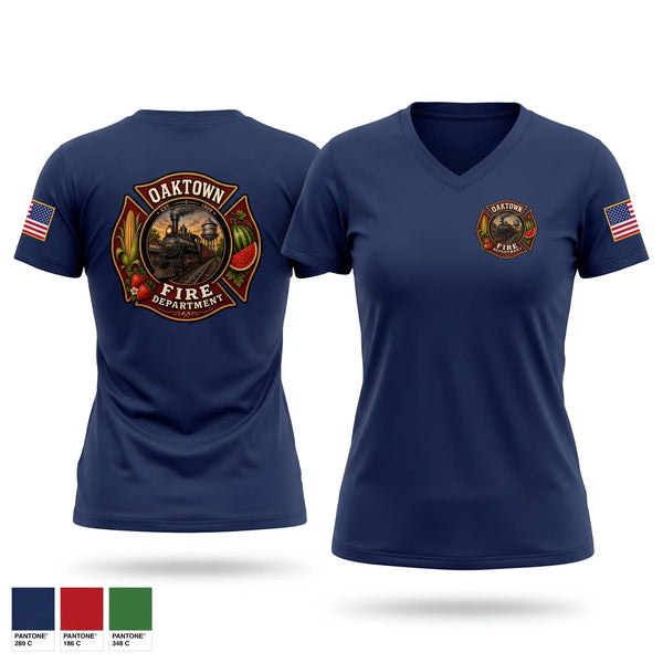 Womens Short Sleeve Vneck Shirt, Oaktown Fire, Fire Department, Teamtime, Team time, sublimation, custom sports apparel, team uniforms, spirit wear, spiritwear, sports uniforms, custom shirts, team store, custom team store, fundraiser sports, apparel fundraiser