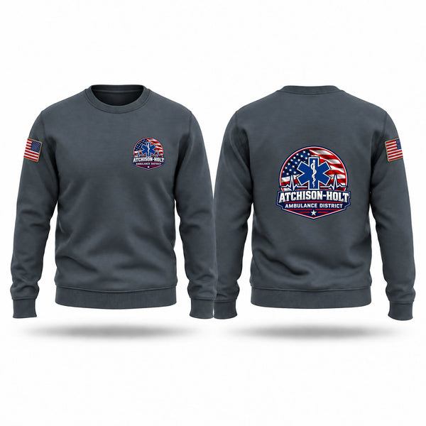 Crew Neck Sweatshirt, Atchison Holt Ambulance District, EMS/EMT, Teamtime, Team time, sublimation, custom sports apparel, team uniforms, spirit wear, spiritwear, sports uniforms, custom shirts, team store, custom team store, fundraiser sports, apparel fundraiser