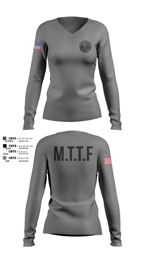 Womens Long Sleeve Vneck Shirt, Major Theft Task Force, Police, Teamtime, Team time, sublimation, custom sports apparel, team uniforms, spirit wear, spiritwear, sports uniforms, custom shirts, team store, custom team store, fundraiser sports, apparel fundraiser