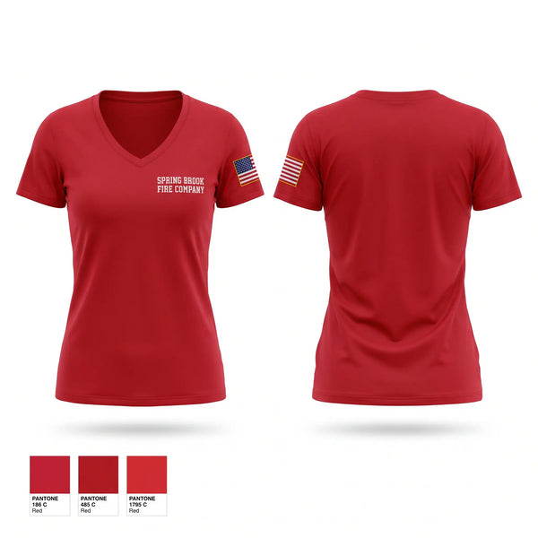 Womens Short Sleeve Vneck Shirt, Spring Brook Fire Company, Fire Department, Teamtime, Team time, sublimation, custom sports apparel, team uniforms, spirit wear, spiritwear, sports uniforms, custom shirts, team store, custom team store, fundraiser sports, apparel fundraiser