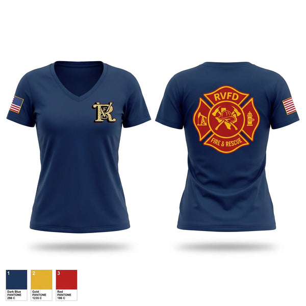 Womens Short Sleeve Vneck Shirt, Runge Volunteer Fire Department, Fire Department, Teamtime, Team time, sublimation, custom sports apparel, team uniforms, spirit wear, spiritwear, sports uniforms, custom shirts, team store, custom team store, fundraiser sports, apparel fundraiser