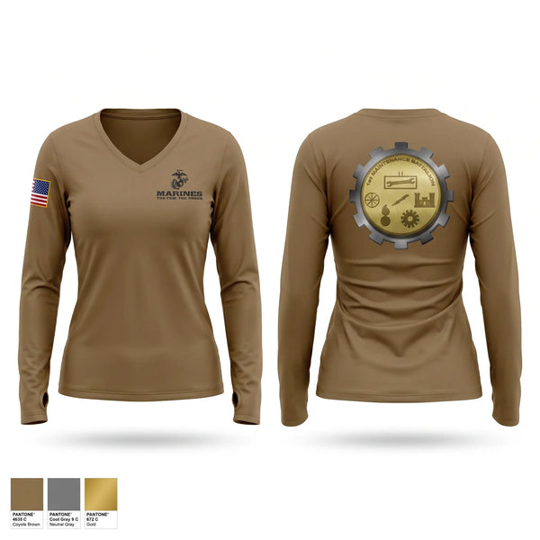Womens Long Sleeve Vneck Shirt, OMC 1st Maintenance, Marines, Teamtime, Team time, sublimation, custom sports apparel, team uniforms, spirit wear, spiritwear, sports uniforms, custom shirts, team store, custom team store, fundraiser sports, apparel fundraiser
