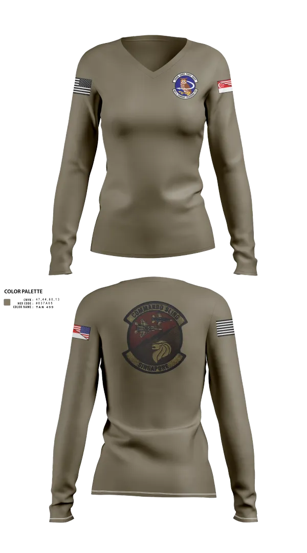 Womens Long Sleeve Vneck Shirt, 497 COMBAT TRAINING FLIGHT, Air Force, Teamtime, Team time, sublimation, custom sports apparel, team uniforms, spirit wear, spiritwear, sports uniforms, custom shirts, team store, custom team store, fundraiser sports, apparel fundraiser