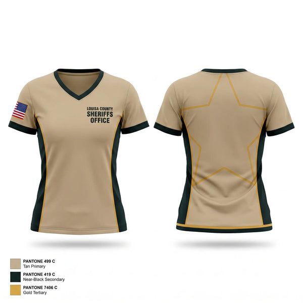 Womens Short Sleeve Vneck Shirt, Louisa County Sheriff's Office, Police, Teamtime, Team time, sublimation, custom sports apparel, team uniforms, spirit wear, spiritwear, sports uniforms, custom shirts, team store, custom team store, fundraiser sports, apparel fundraiser