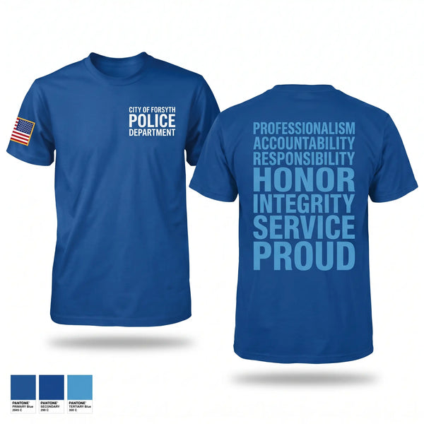 Old School Cotton Feel Shirt, City of Forsyth Police Department, Police, Teamtime, Team time, sublimation, custom sports apparel, team uniforms, spirit wear, spiritwear, sports uniforms, custom shirts, team store, custom team store, fundraiser sports, apparel fundraiser
