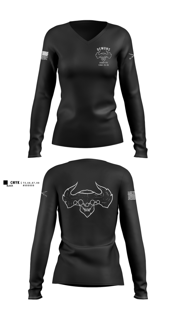Womens Long Sleeve Vneck Shirt, D-co 1-173 1st PLT, , Teamtime, Team time, sublimation, custom sports apparel, team uniforms, spirit wear, spiritwear, sports uniforms, custom shirts, team store, custom team store, fundraiser sports, apparel fundraiser