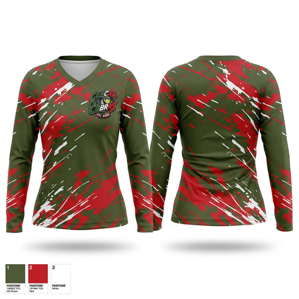 Womens Long Sleeve Vneck Shirt, Cancel Cobras, Softball, Teamtime, Team time, sublimation, custom sports apparel, team uniforms, spirit wear, spiritwear, sports uniforms, custom shirts, team store, custom team store, fundraiser sports, apparel fundraiser