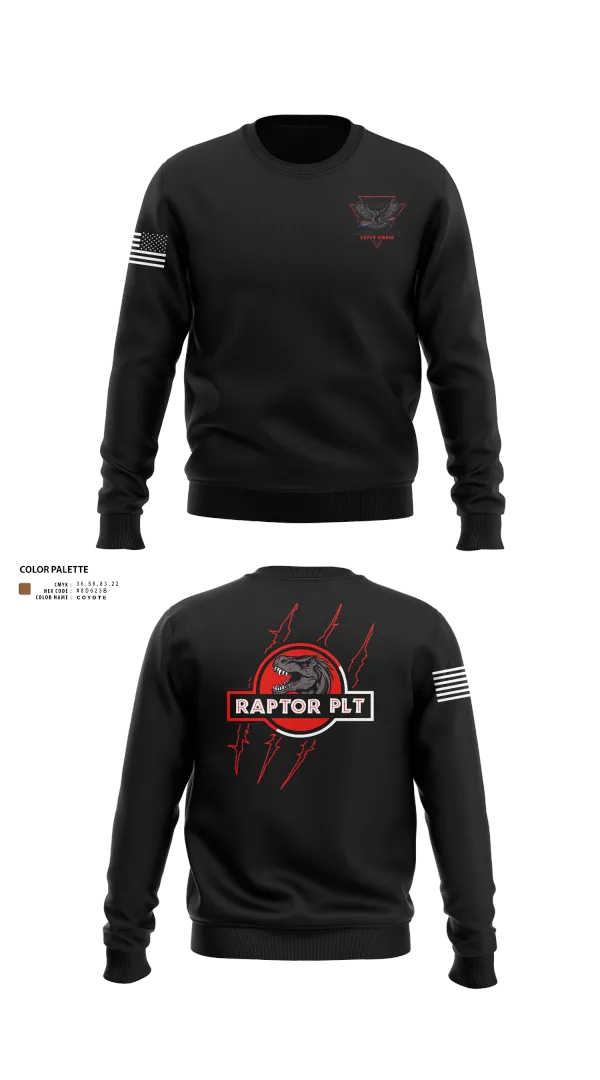 Crew Neck Sweatshirt, Raptor Platoon, 4-9 CAV, , Teamtime, Team time, sublimation, custom sports apparel, team uniforms, spirit wear, spiritwear, sports uniforms, custom shirts, team store, custom team store, fundraiser sports, apparel fundraiser