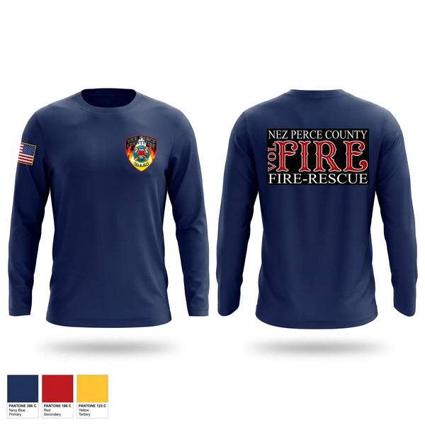 Long Sleeve Performance Shirt, Nez Perce County Fire, Fire Department, Teamtime, Team time, sublimation, custom sports apparel, team uniforms, spirit wear, spiritwear, sports uniforms, custom shirts, team store, custom team store, fundraiser sports, apparel fundraiser