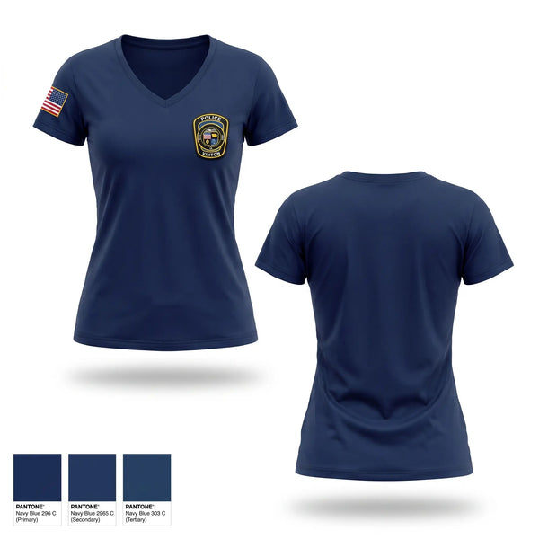 Womens Short Sleeve Vneck Shirt, Vinton Police Department, Police, Teamtime, Team time, sublimation, custom sports apparel, team uniforms, spirit wear, spiritwear, sports uniforms, custom shirts, team store, custom team store, fundraiser sports, apparel fundraiser