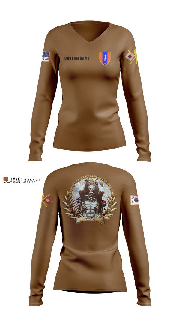 Womens Long Sleeve Vneck Shirt, Alpha Company 304th ESB-E, Army, Teamtime, Team time, sublimation, custom sports apparel, team uniforms, spirit wear, spiritwear, sports uniforms, custom shirts, team store, custom team store, fundraiser sports, apparel fundraiser