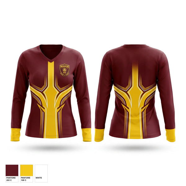 Womens Long Sleeve Vneck Shirt, Invaders Football Club, Men's Soccer, Teamtime, Team time, sublimation, custom sports apparel, team uniforms, spirit wear, spiritwear, sports uniforms, custom shirts, team store, custom team store, fundraiser sports, apparel fundraiser
