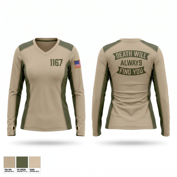 Womens Long Sleeve Vneck Shirt, 1-167, Army, Teamtime, Team time, sublimation, custom sports apparel, team uniforms, spirit wear, spiritwear, sports uniforms, custom shirts, team store, custom team store, fundraiser sports, apparel fundraiser