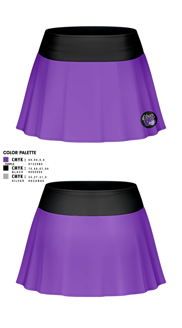 Skort, Soledad Warriors Cheer, Cheer, Teamtime, Team time, sublimation, custom sports apparel, team uniforms, spirit wear, spiritwear, sports uniforms, custom shirts, team store, custom team store, fundraiser sports, apparel fundraiser
