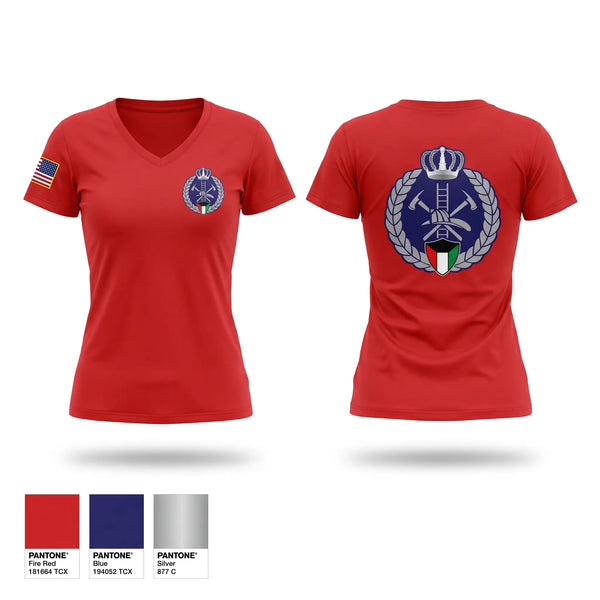 Womens Short Sleeve Vneck Shirt, Kuwait fire force, Fire Department, Teamtime, Team time, sublimation, custom sports apparel, team uniforms, spirit wear, spiritwear, sports uniforms, custom shirts, team store, custom team store, fundraiser sports, apparel fundraiser