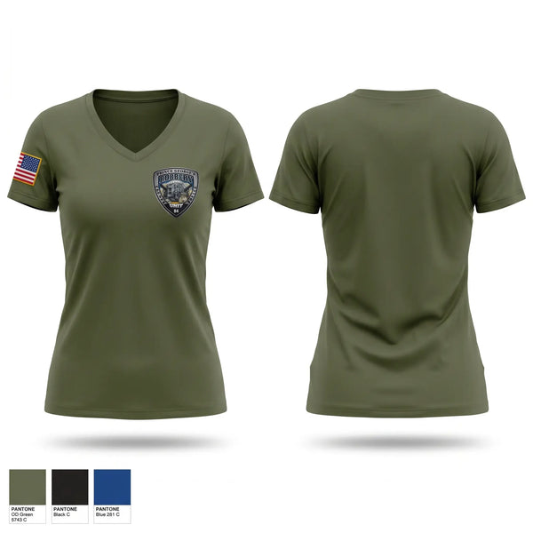 Womens Short Sleeve Vneck Shirt, Prince George's County Police Robbery Unit, Police, Teamtime, Team time, sublimation, custom sports apparel, team uniforms, spirit wear, spiritwear, sports uniforms, custom shirts, team store, custom team store, fundraiser sports, apparel fundraiser
