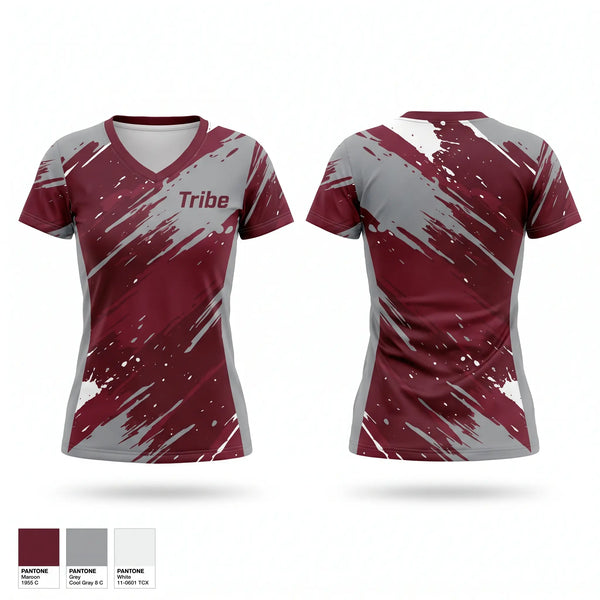 Womens Short Sleeve Vneck Shirt, Tribe, Baseball, Teamtime, Team time, sublimation, custom sports apparel, team uniforms, spirit wear, spiritwear, sports uniforms, custom shirts, team store, custom team store, fundraiser sports, apparel fundraiser