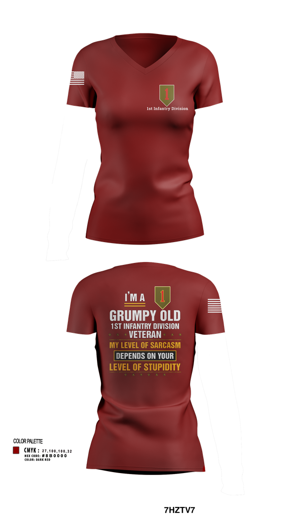 Womens Short Sleeve Vneck Shirt, 1st Infantry Division, , Teamtime, Team time, sublimation, custom sports apparel, team uniforms, spirit wear, spiritwear, sports uniforms, custom shirts, team store, custom team store, fundraiser sports, apparel fundraiser