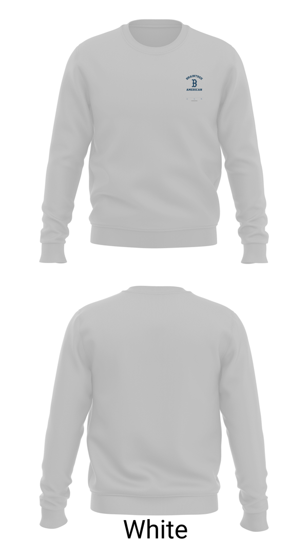 Crew Neck Sweatshirt, Braintree American, Baseball, Teamtime, Team time, sublimation, custom sports apparel, team uniforms, spirit wear, spiritwear, sports uniforms, custom shirts, team store, custom team store, fundraiser sports, apparel fundraiser