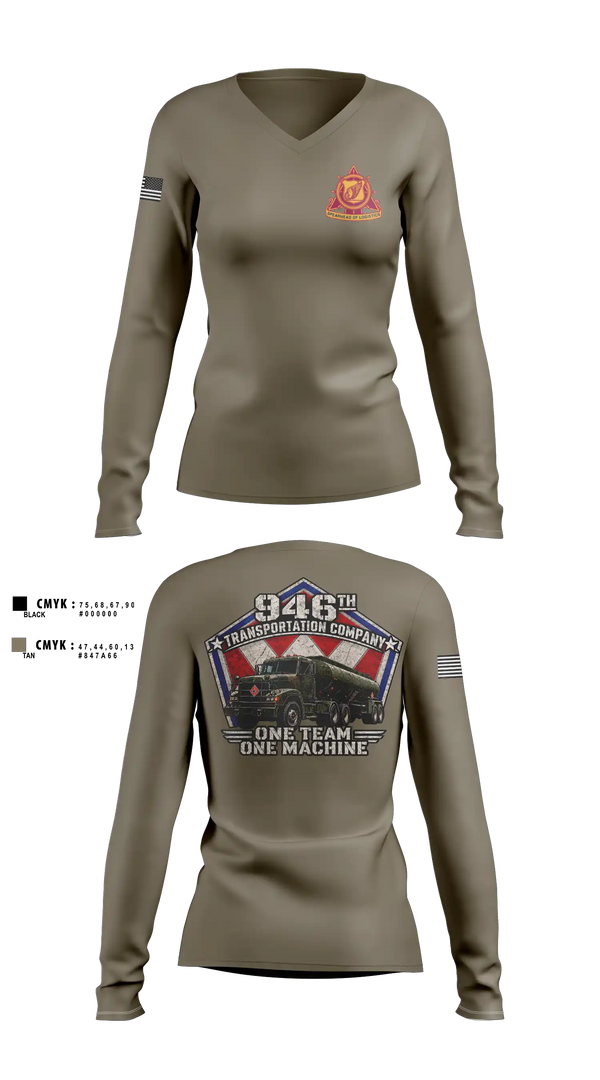 Womens Long Sleeve Vneck Shirt, 946th TC, Army, Teamtime, Team time, sublimation, custom sports apparel, team uniforms, spirit wear, spiritwear, sports uniforms, custom shirts, team store, custom team store, fundraiser sports, apparel fundraiser