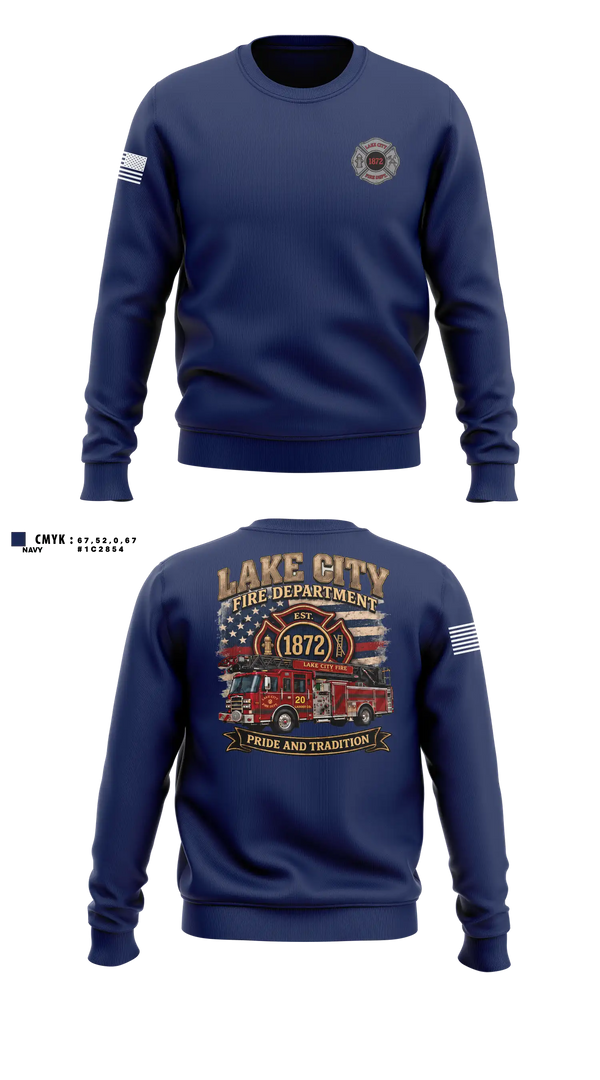 Crew Neck Sweatshirt, Lake City Fire Department, Fire Department, Teamtime, Team time, sublimation, custom sports apparel, team uniforms, spirit wear, spiritwear, sports uniforms, custom shirts, team store, custom team store, fundraiser sports, apparel fundraiser