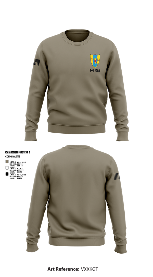 Crew Neck Sweatshirt, 1-4 Cav, , Teamtime, Team time, sublimation, custom sports apparel, team uniforms, spirit wear, spiritwear, sports uniforms, custom shirts, team store, custom team store, fundraiser sports, apparel fundraiser