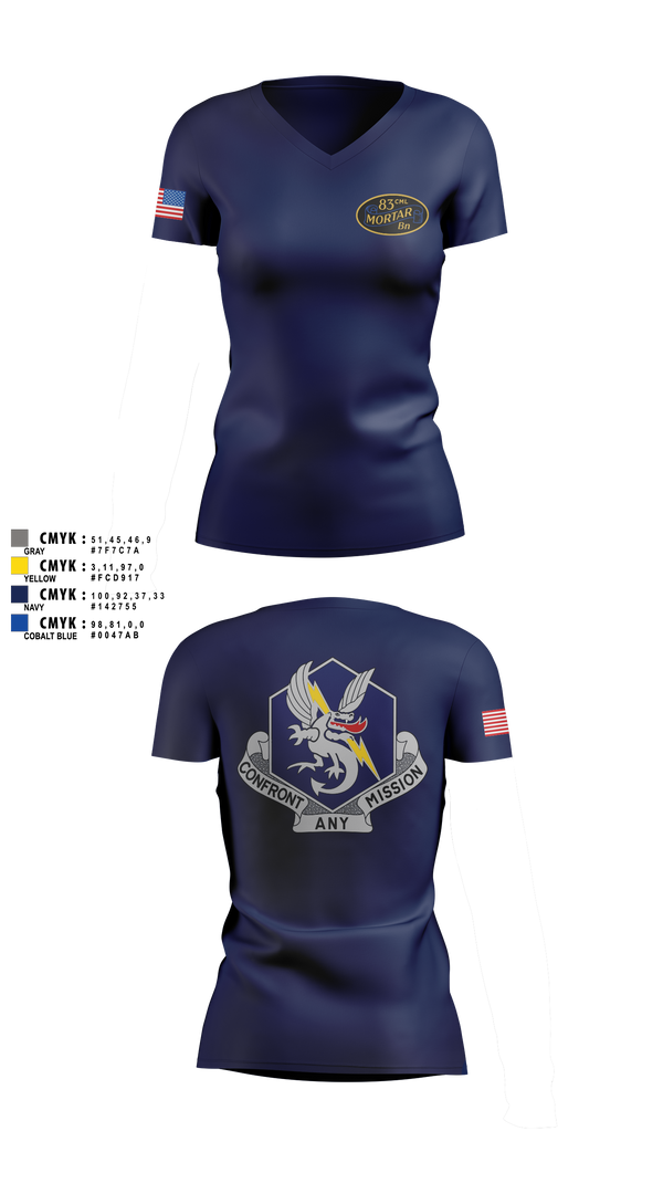 Womens Short Sleeve Vneck Shirt, 83d Chemical Battalion, Army, Teamtime, Team time, sublimation, custom sports apparel, team uniforms, spirit wear, spiritwear, sports uniforms, custom shirts, team store, custom team store, fundraiser sports, apparel fundraiser