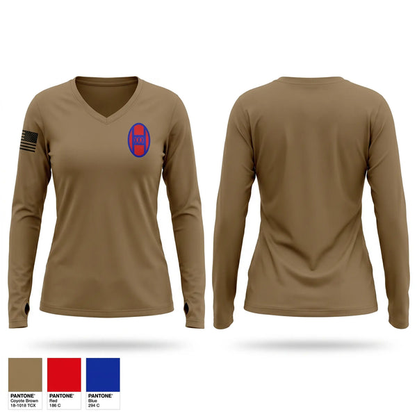 Womens Long Sleeve Vneck Shirt, 30 MBCT, National Guard, Teamtime, Team time, sublimation, custom sports apparel, team uniforms, spirit wear, spiritwear, sports uniforms, custom shirts, team store, custom team store, fundraiser sports, apparel fundraiser