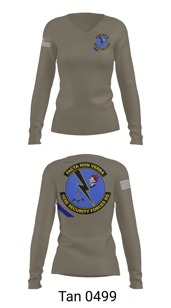 Womens Long Sleeve Vneck Shirt, 103d SECURITY FORCES SQUADRON, , Teamtime, Team time, sublimation, custom sports apparel, team uniforms, spirit wear, spiritwear, sports uniforms, custom shirts, team store, custom team store, fundraiser sports, apparel fundraiser