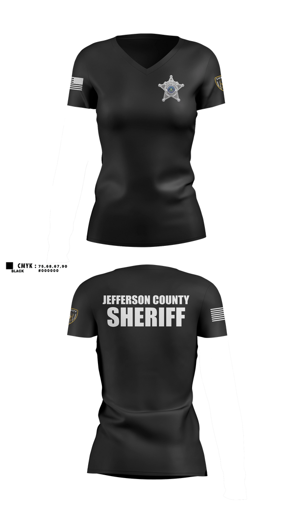 Womens Short Sleeve Vneck Shirt, Jefferson County Sheriff's Office, Police, Teamtime, Team time, sublimation, custom sports apparel, team uniforms, spirit wear, spiritwear, sports uniforms, custom shirts, team store, custom team store, fundraiser sports, apparel fundraiser