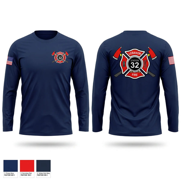 Long Sleeve Performance Shirt, Lebanon Fire, Fire Department, Teamtime, Team time, sublimation, custom sports apparel, team uniforms, spirit wear, spiritwear, sports uniforms, custom shirts, team store, custom team store, fundraiser sports, apparel fundraiser