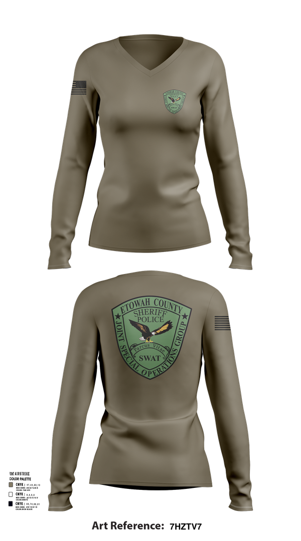 Womens Long Sleeve Vneck Shirt, Etowah County JSOG, , Teamtime, Team time, sublimation, custom sports apparel, team uniforms, spirit wear, spiritwear, sports uniforms, custom shirts, team store, custom team store, fundraiser sports, apparel fundraiser
