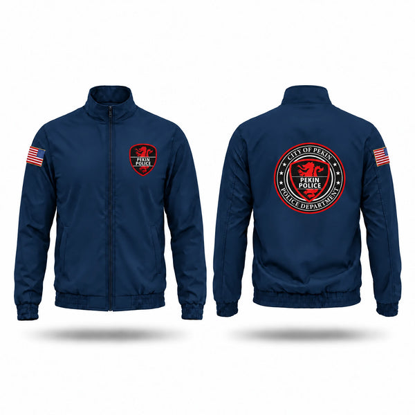 Windbreaker, Pekin PD, Police, Teamtime, Team time, sublimation, custom sports apparel, team uniforms, spirit wear, spiritwear, sports uniforms, custom shirts, team store, custom team store, fundraiser sports, apparel fundraiser