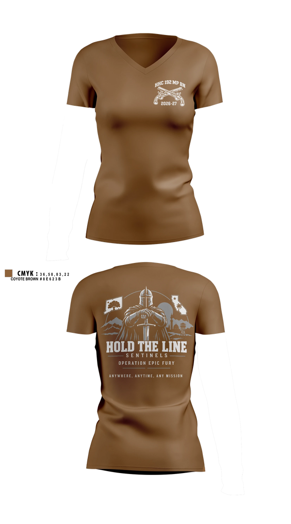 Womens Short Sleeve Vneck Shirt, 192nd MP BN, Army, Teamtime, Team time, sublimation, custom sports apparel, team uniforms, spirit wear, spiritwear, sports uniforms, custom shirts, team store, custom team store, fundraiser sports, apparel fundraiser