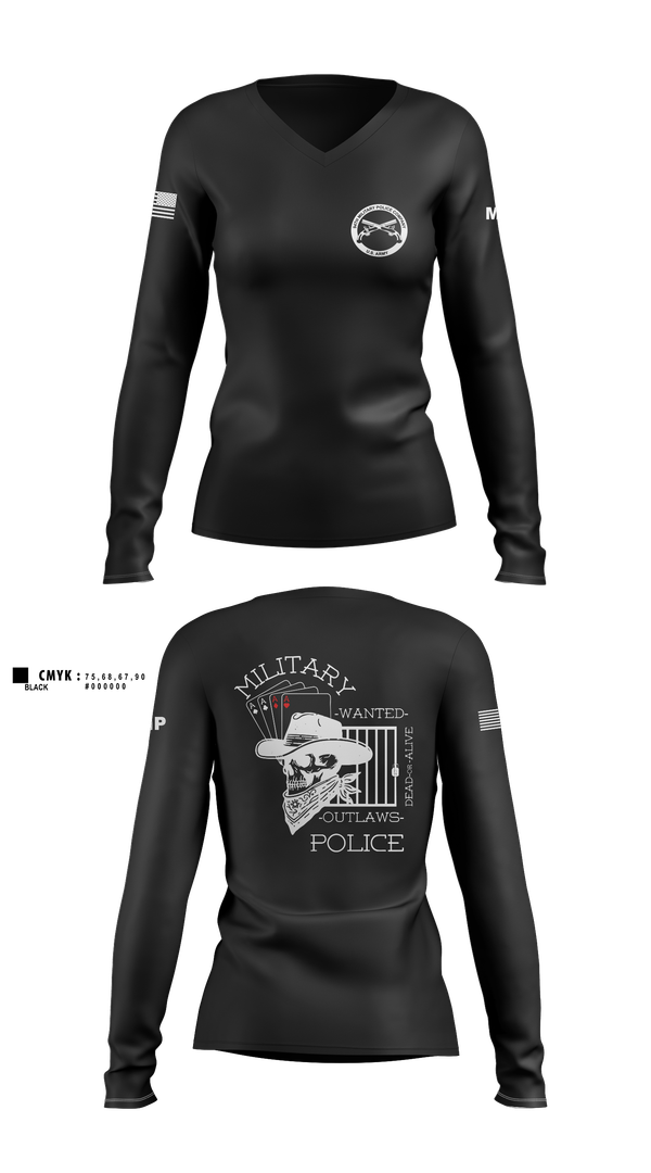 Womens Long Sleeve Vneck Shirt, 3RD PLATOON OUTLAWS, Army, Teamtime, Team time, sublimation, custom sports apparel, team uniforms, spirit wear, spiritwear, sports uniforms, custom shirts, team store, custom team store, fundraiser sports, apparel fundraiser