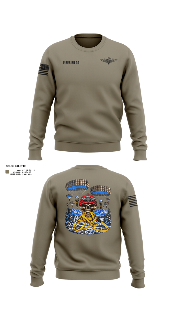 Crew Neck Sweatshirt, Firebird Co, Army, Teamtime, Team time, sublimation, custom sports apparel, team uniforms, spirit wear, spiritwear, sports uniforms, custom shirts, team store, custom team store, fundraiser sports, apparel fundraiser
